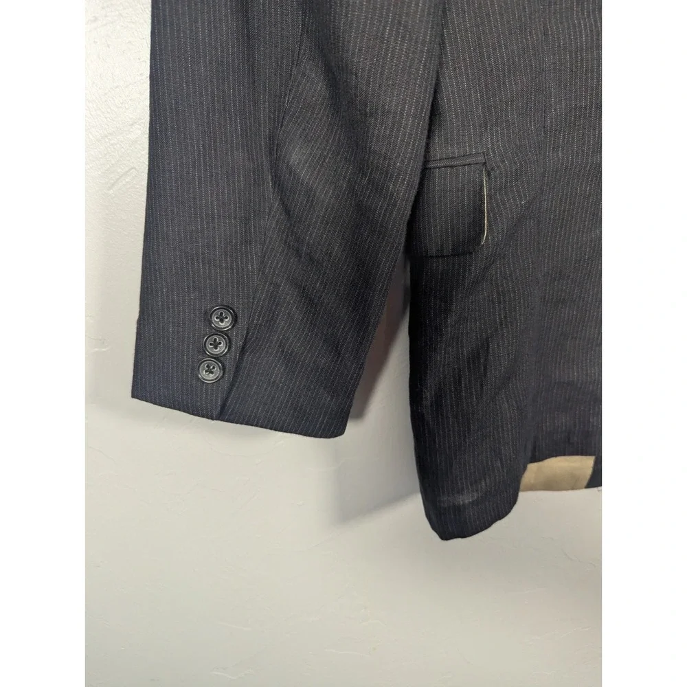Banana Republic Linen Blazer Mens 40S Black Pinstripe Two Button‎ Career